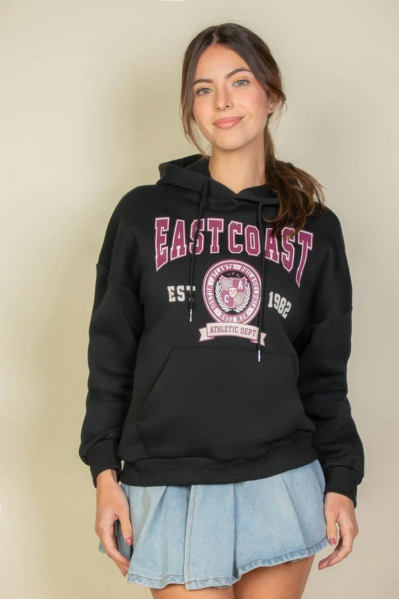 Graphic Kangaroo Pocket Drawstring Hoodie | Mixtshop LLC Main image
