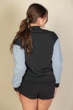 Letter Patched Striped Trim Varsity Jacket | Mixtshop LLC
