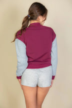 Letter Patched Striped Trim Varsity Jacket | Mixtshop LLC