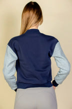 Letter Patched Striped Trim Varsity Jacket | Mixtshop LLC