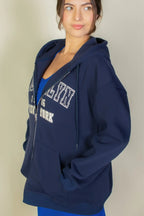 Graphic Drop Shoulder Zipper Up Hoodie | Mixtshop LLC