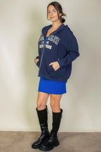 Graphic Drop Shoulder Zipper Up Hoodie | Mixtshop LLC