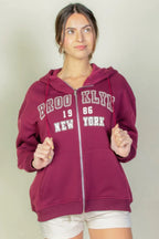 Graphic Drop Shoulder Zipper Up Hoodie | Mixtshop LLC