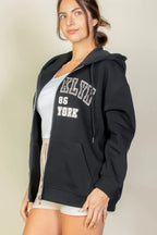 Graphic Drop Shoulder Zipper Up Hoodie | Mixtshop LLC