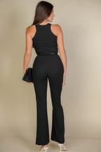 Ribbed Cropped Top And Bootcut Pants Sets | Mixtshop LLC