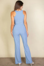 Ribbed Cropped Top And Bootcut Pants Sets | Mixtshop LLC