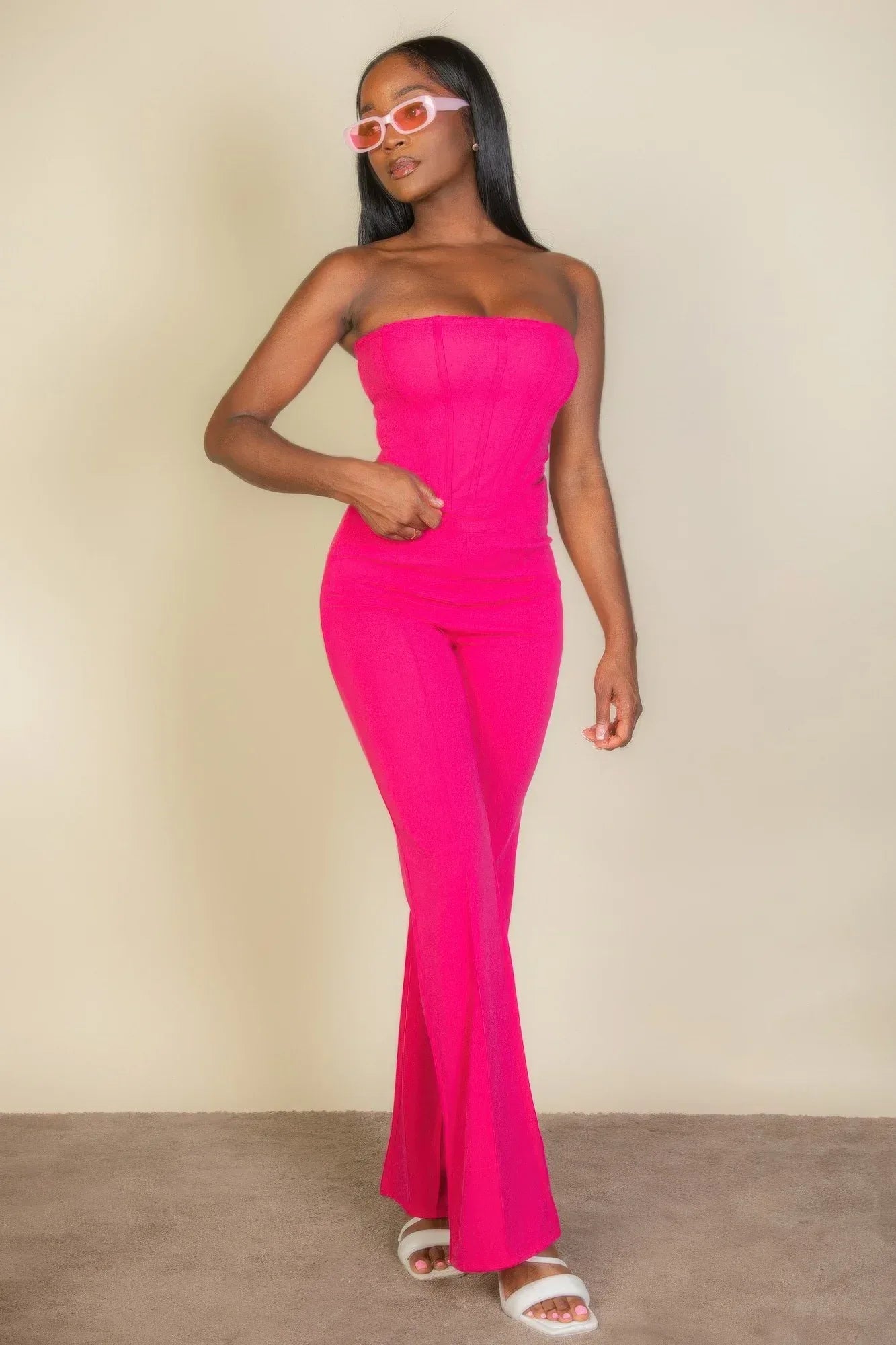 Strapless Corset Top & Flare Pants Set | Mixtshop LLC