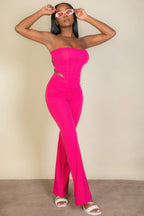 Strapless Corset Top & Flare Pants Set | Mixtshop LLC