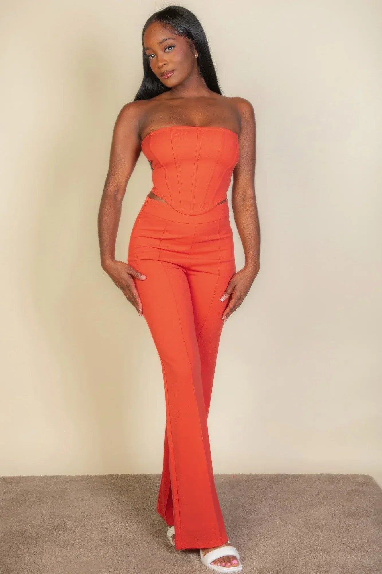 Strapless Corset Top & Flare Pants Set | Mixtshop LLC