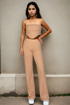 Strapless Corset Top & Flare Pants Set | Mixtshop LLC