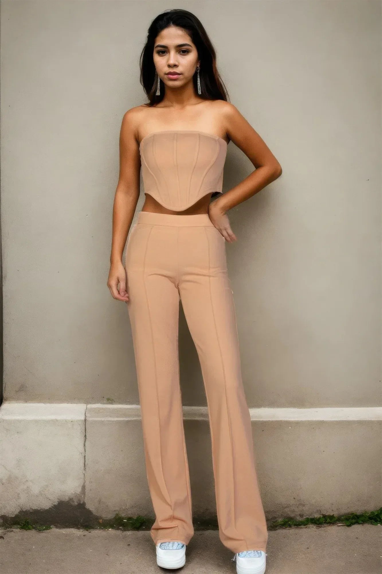 Strapless Corset Top & Flare Pants Set | Mixtshop LLC