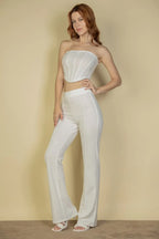 Strapless Corset Top & Flare Pants Set | Mixtshop LLC