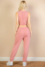 French Terry Elastic Waist Tank Top & Joggers Set | Mixtshop LLC