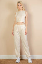French Terry Elastic Waist Tank Top & Joggers Set | Mixtshop LLC