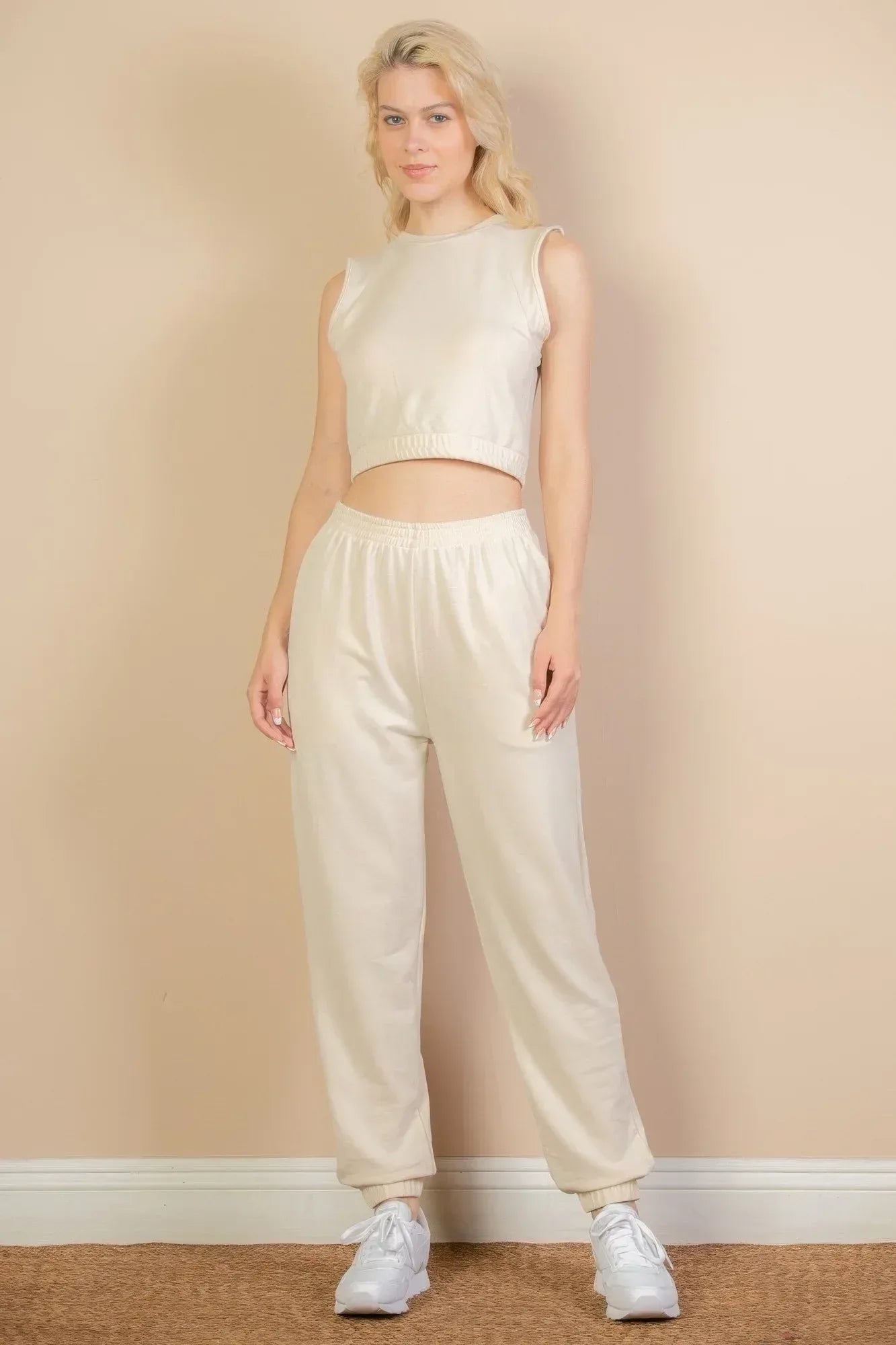 French Terry Elastic Waist Tank Top & Joggers Set | Mixtshop LLC
