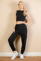 French Terry Elastic Waist Tank Top & Joggers Set | Mixtshop LLC