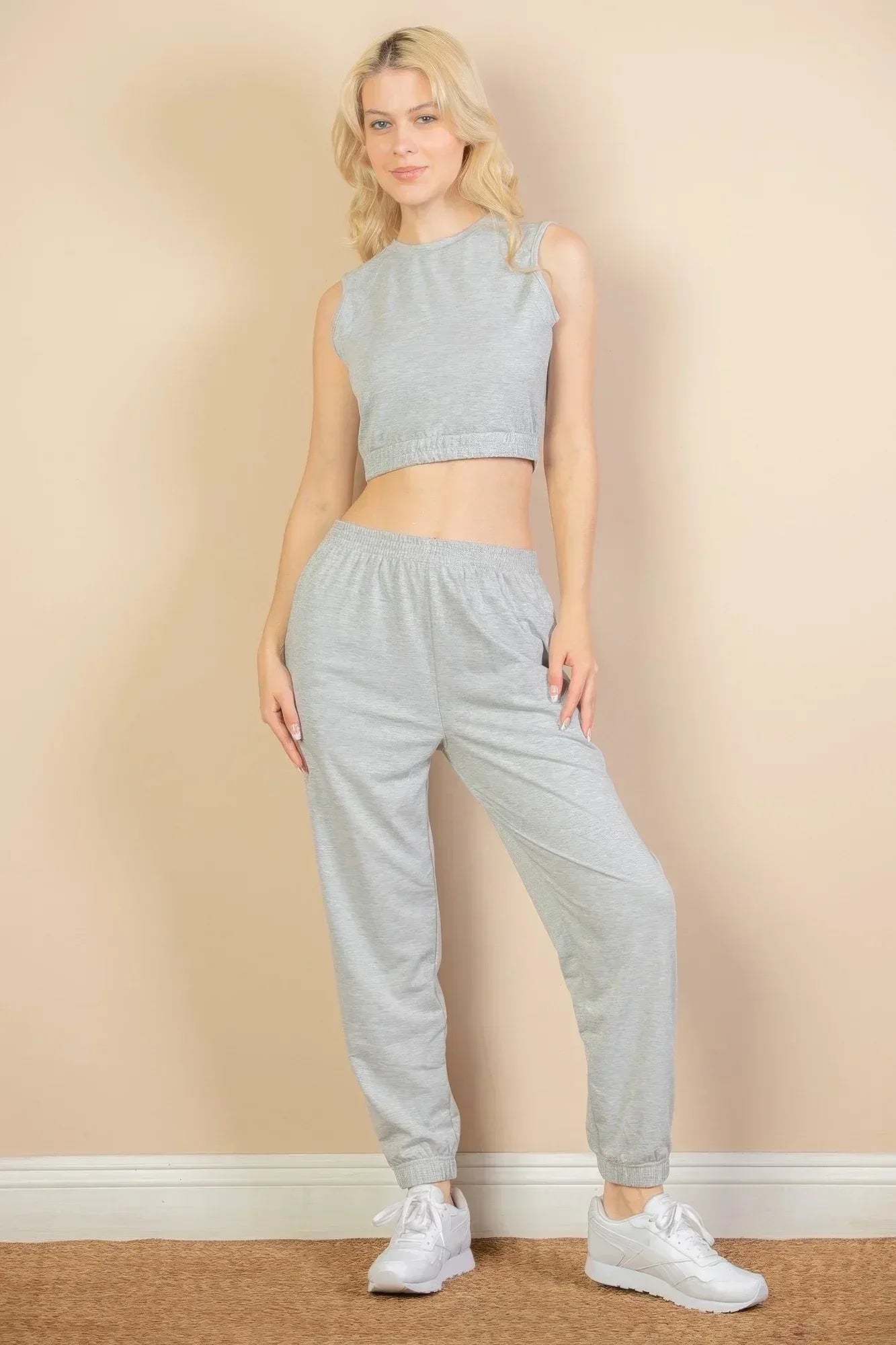 French Terry Elastic Waist Tank Top & Joggers Set | Mixtshop LLC