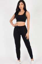 French Terry Cropped Tank Top & Joggers Set | Mixtshop LLC