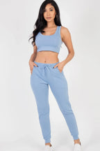 French Terry Cropped Tank Top & Joggers Set | Mixtshop LLC
