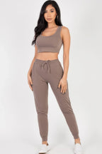 French Terry Cropped Tank Top & Joggers Set | Mixtshop LLC