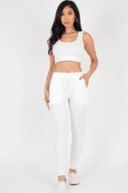 French Terry Cropped Tank Top & Joggers Set | Mixtshop LLC