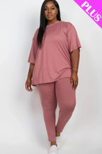 Plus Size Oversized T-shirt & Leggings Set | Mixtshop LLC
