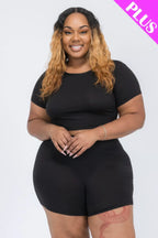 Plus Size Short Sleeve Crop Top & Shorts Set | Mixtshop LLC