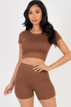Short Sleeve Crop Top & Shorts Set | Mixtshop LLC