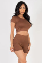 Short Sleeve Crop Top & Shorts Set | Mixtshop LLC