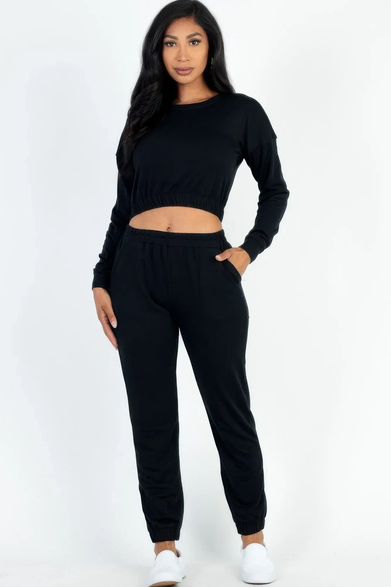 French Terry Elastic Waist Pullover & Joggers Set | Mixtshop LLC Main image