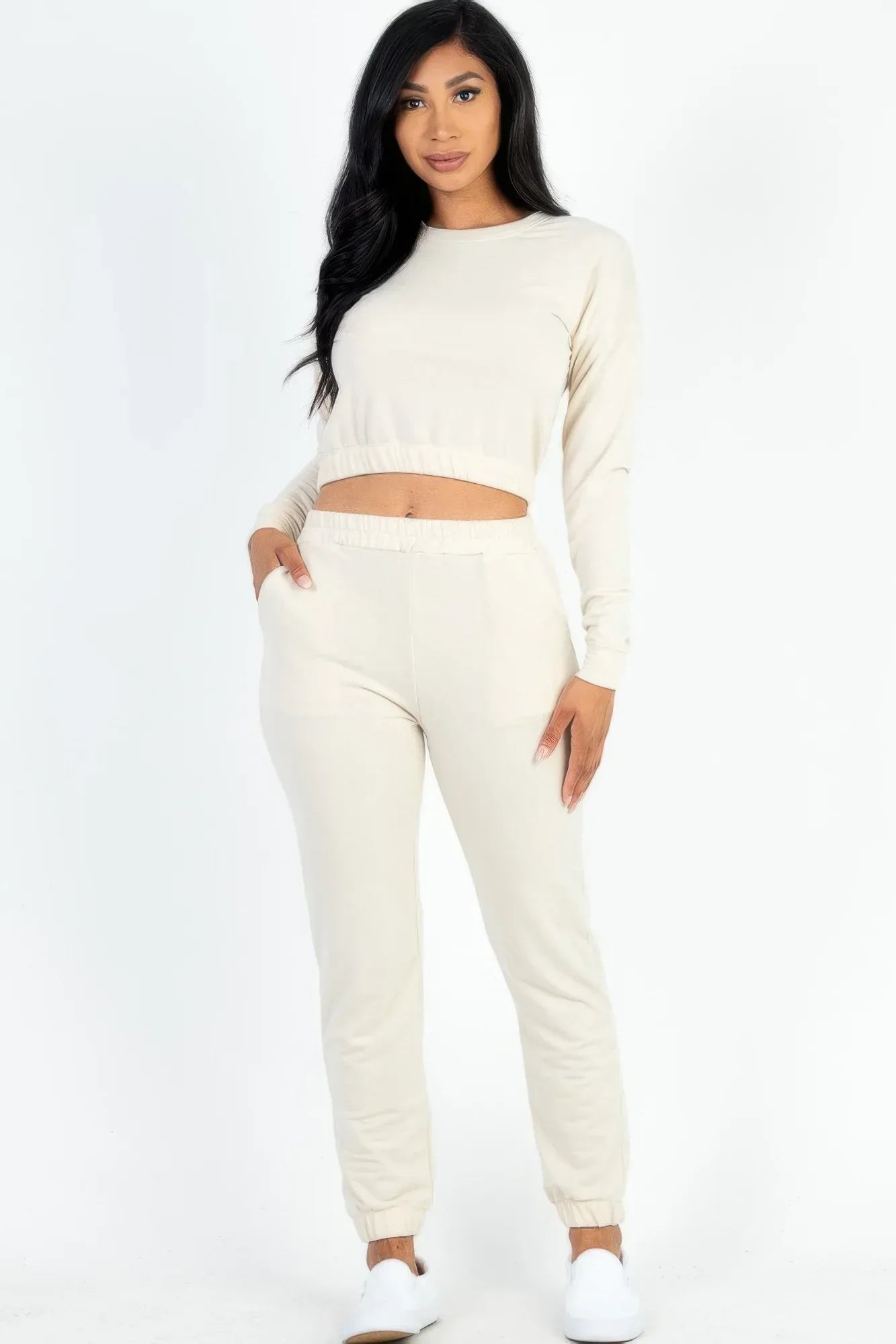 French Terry Elastic Waist Pullover & Joggers Set Secondary image