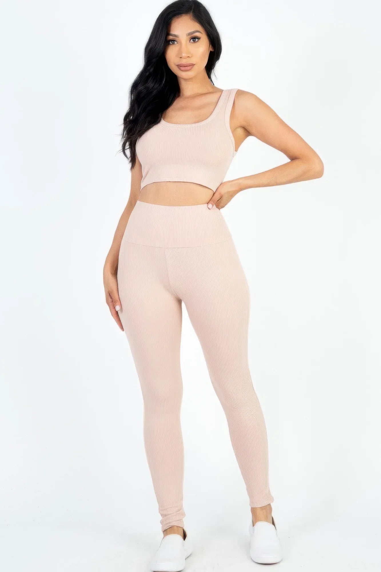 Ribbed Crop Top & Leggings Set Secondary image
