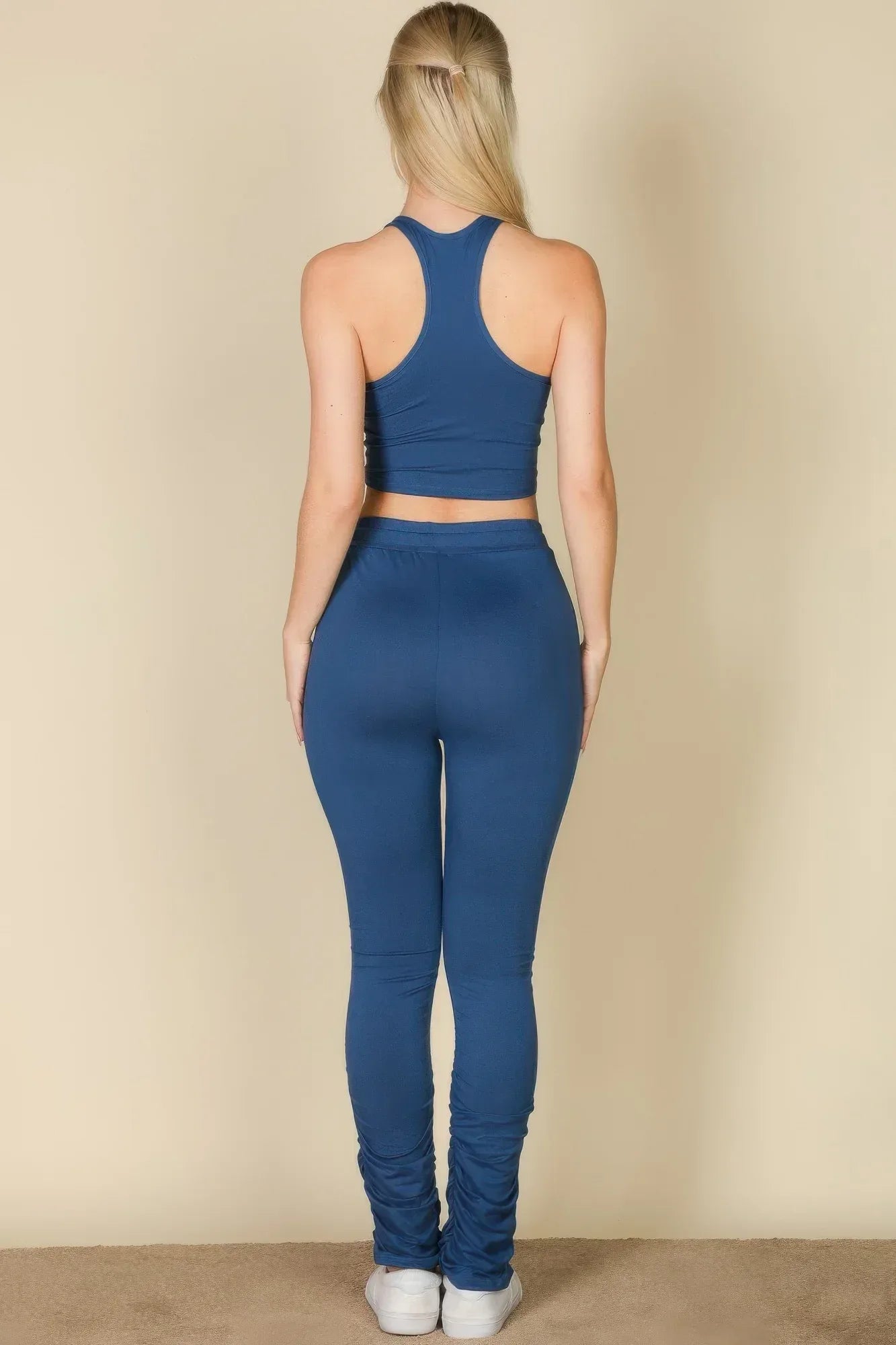 Crop Tank Top & Ruched Pants Set | Mixtshop LLC