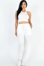 Crop Tank Top & Ruched Pants Set | Mixtshop LLC