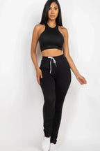 Crop Tank Top & Ruched Pants Set | Mixtshop LLC