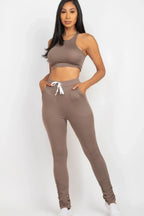 Crop Tank Top & Ruched Pants Set | Mixtshop LLC