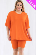 Plus Size Loose Fit Top & Biker Shorts Set | Mixtshop LLC