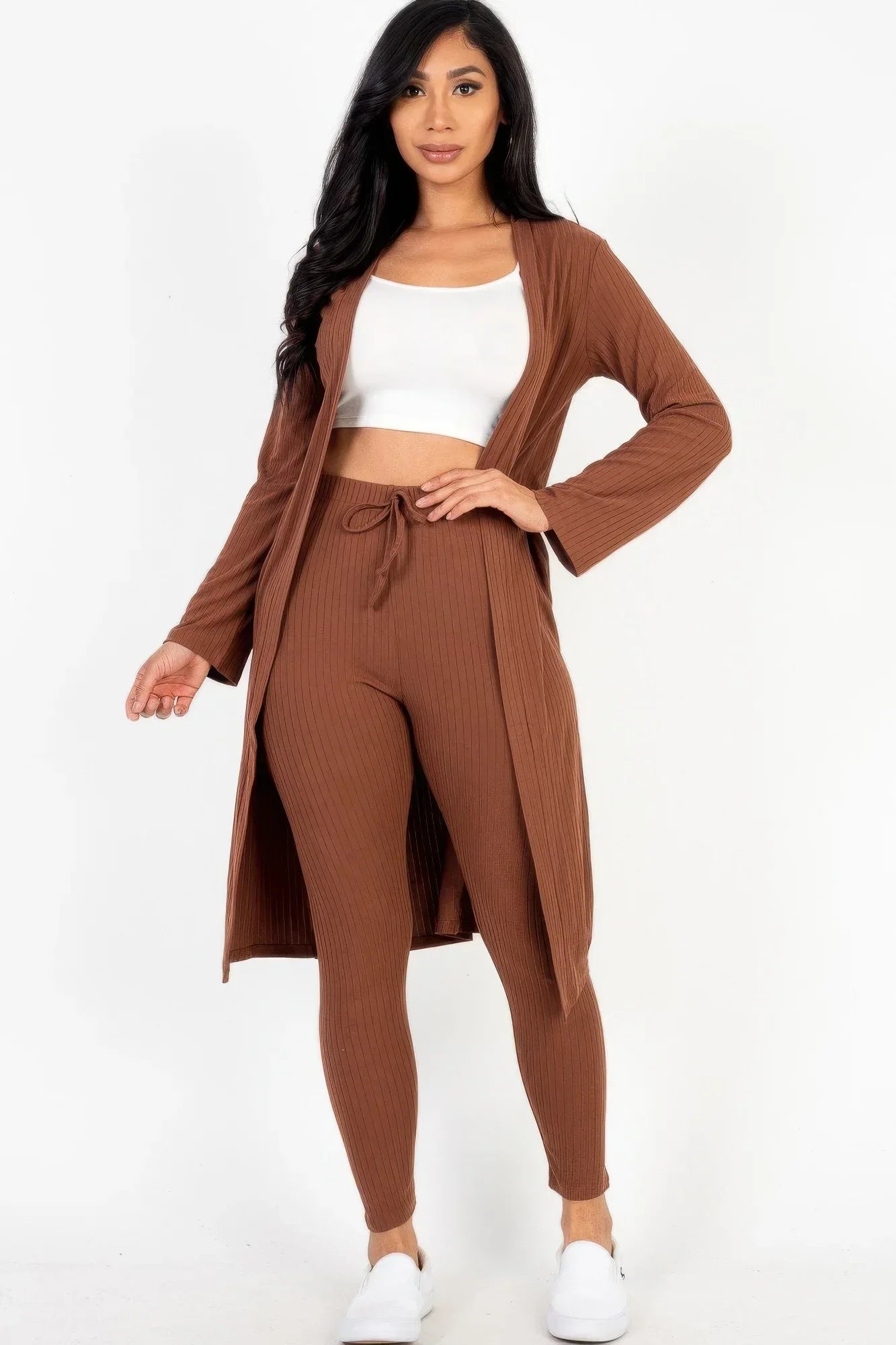 Ribbed Long Cardigan & Leggings Set | Mixtshop LLC