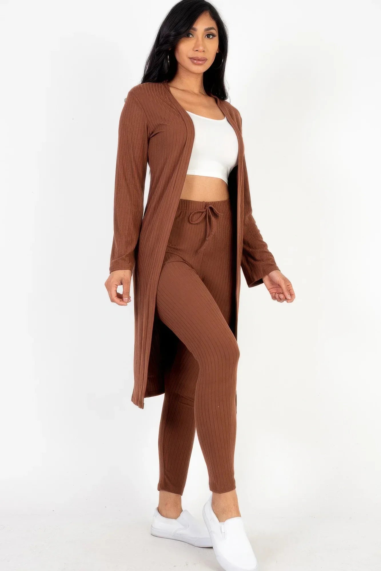 Ribbed Long Cardigan & Leggings Set | Mixtshop LLC