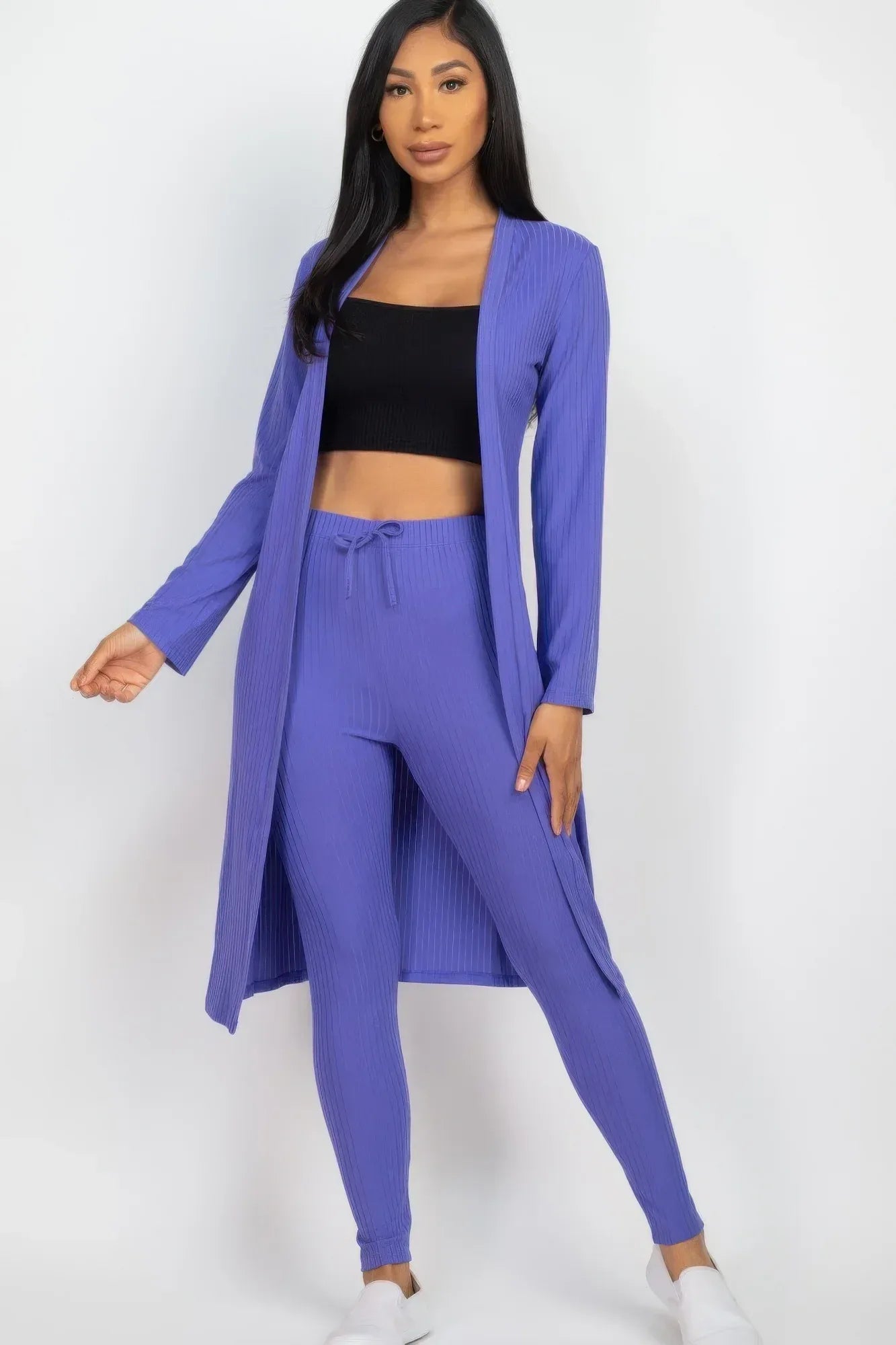 Ribbed Long Cardigan & Leggings Set | Mixtshop LLC