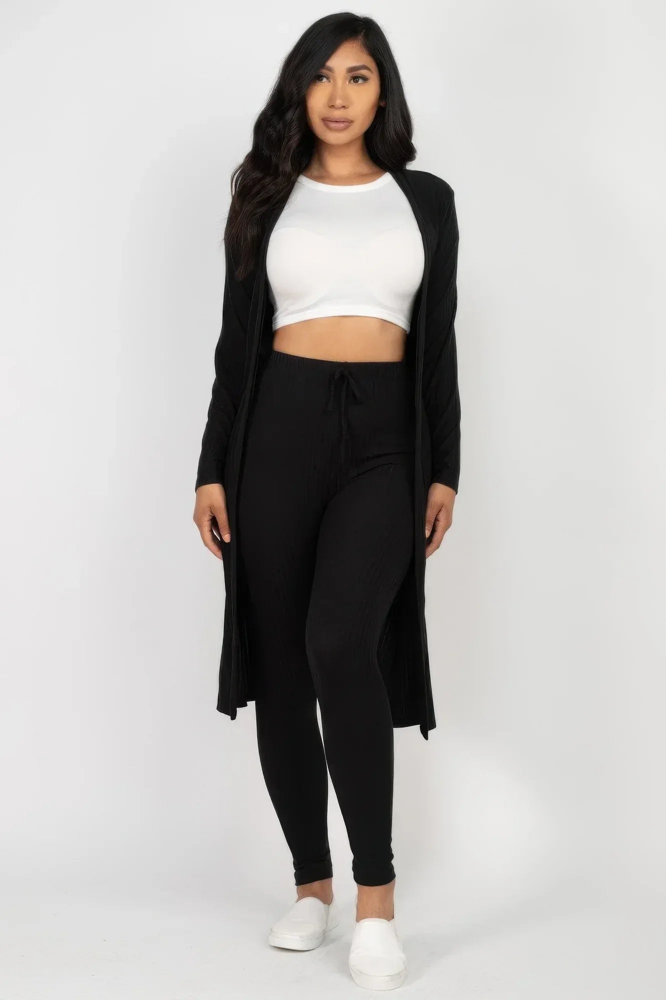 Ribbed Long Cardigan & Leggings Set | Mixtshop LLC