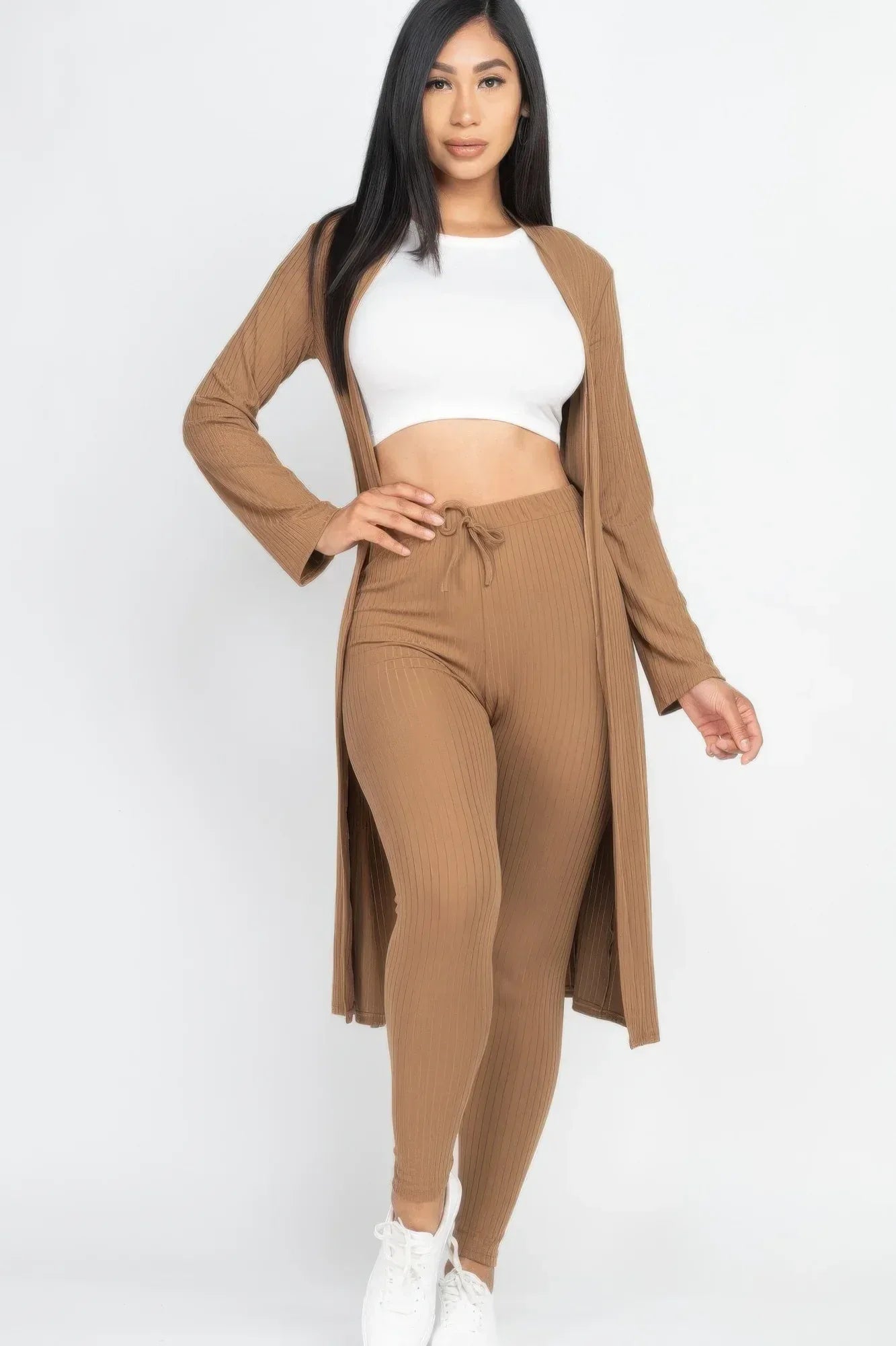 Ribbed Long Cardigan & Leggings Set | Mixtshop LLC