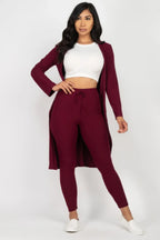 Ribbed Long Cardigan & Leggings Set | Mixtshop LLC