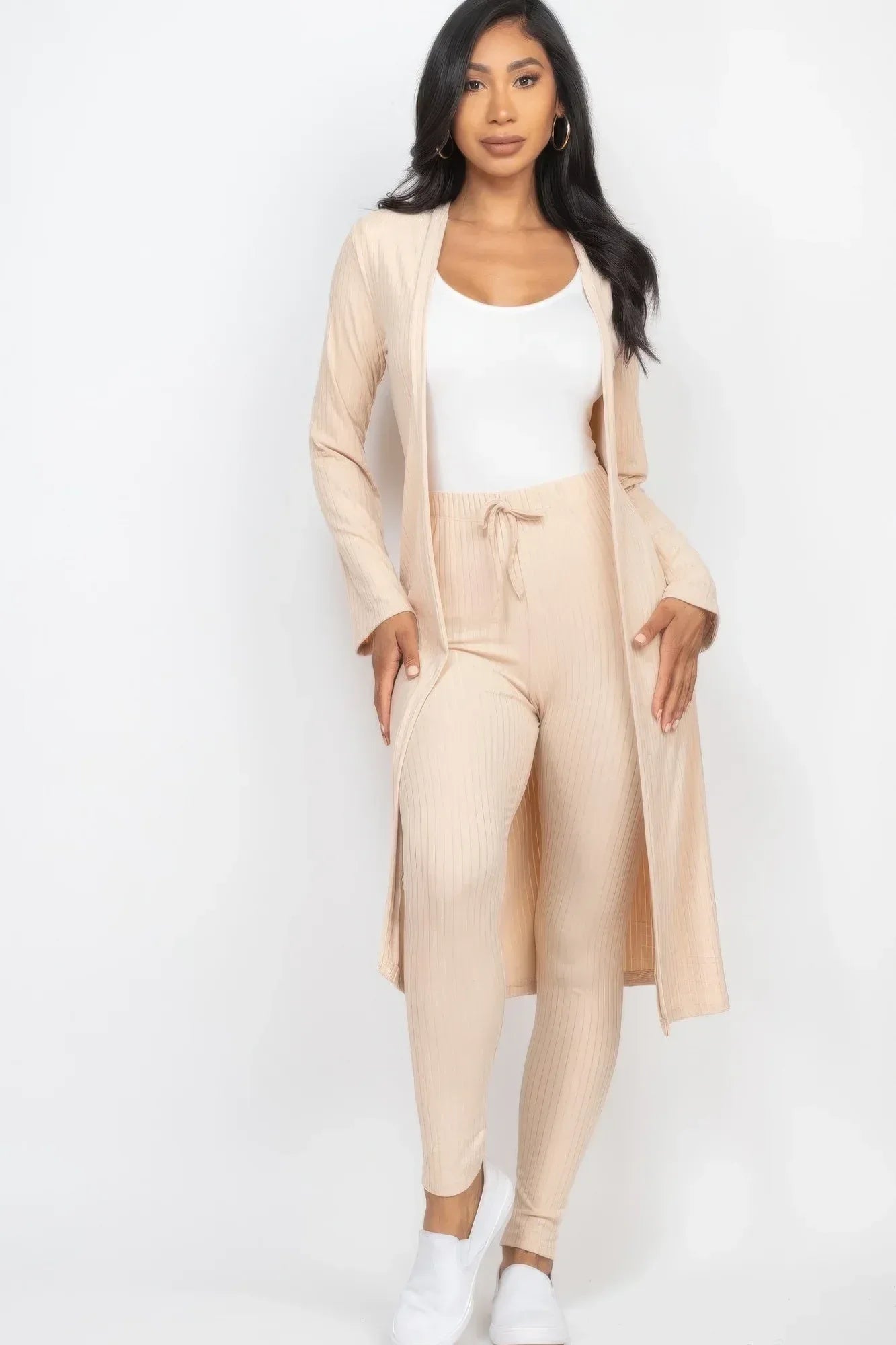 Ribbed Long Cardigan & Leggings Set | Mixtshop LLC