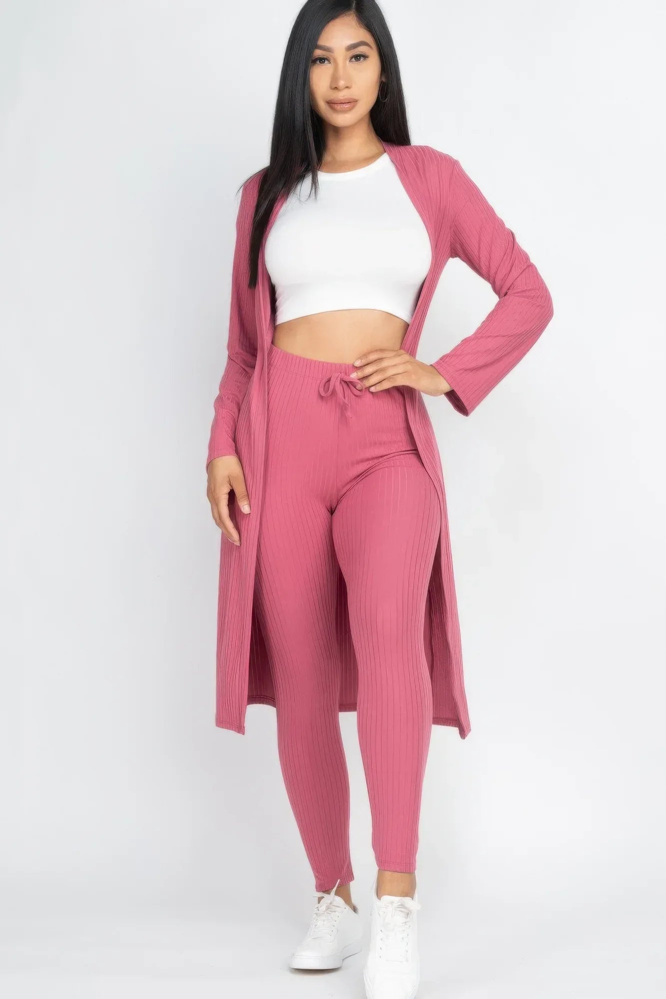 Ribbed Long Cardigan & Leggings Set | Mixtshop LLC