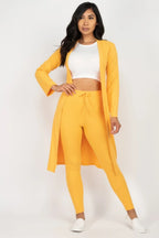 Ribbed Long Cardigan & Leggings Set | Mixtshop LLC