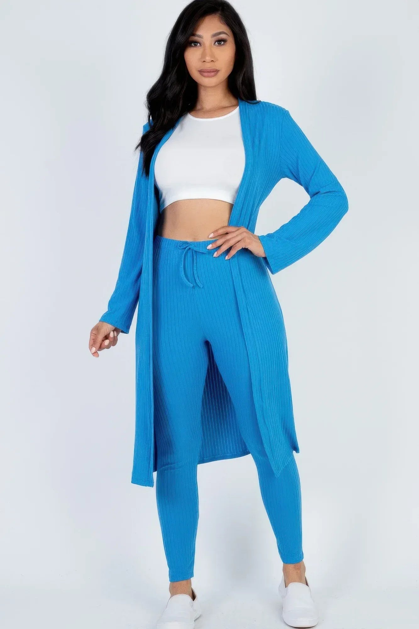 Ribbed Long Cardigan & Leggings Set | Mixtshop LLC