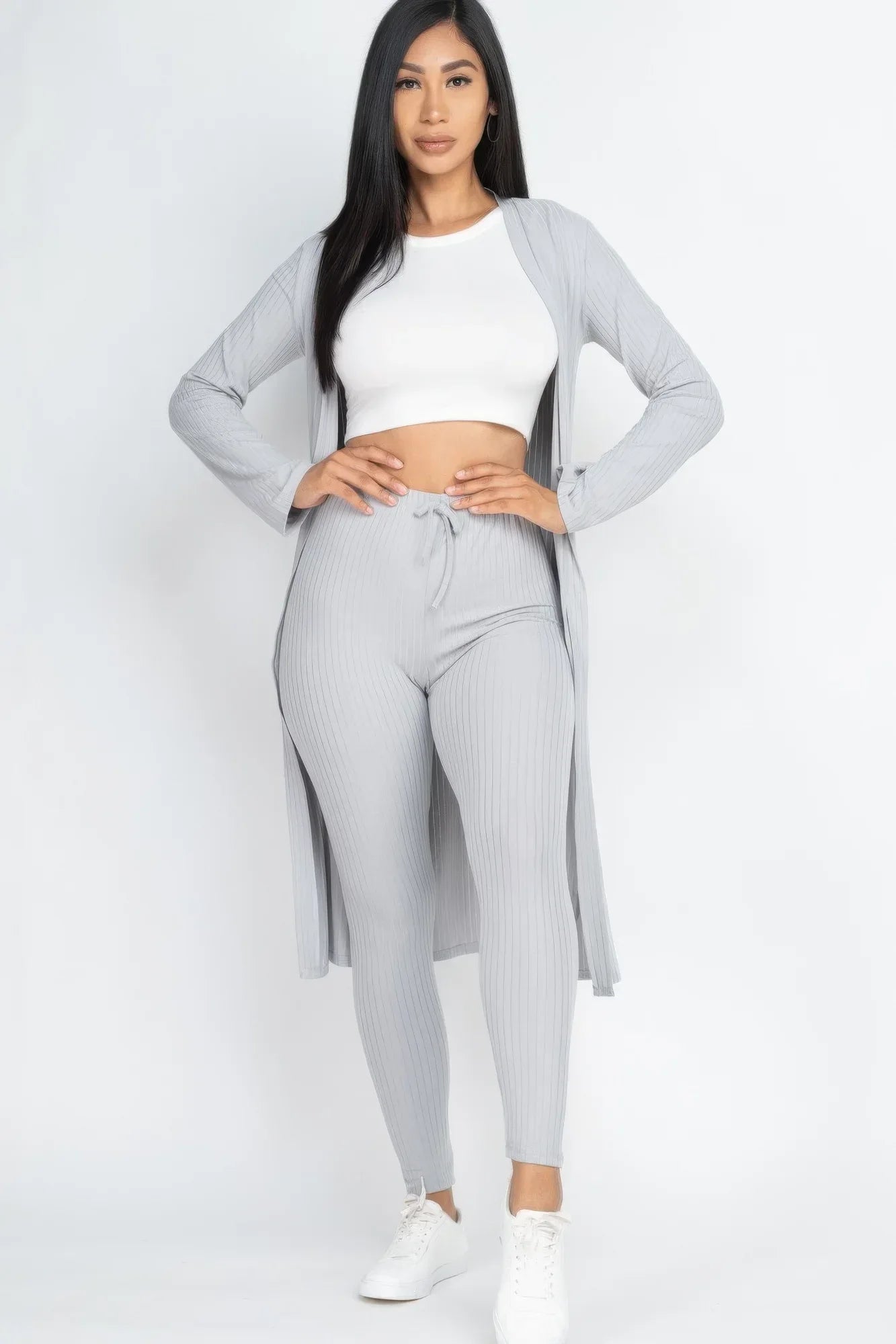 Ribbed Long Cardigan & Leggings Set | Mixtshop LLC
