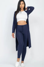 Ribbed Long Cardigan & Leggings Set | Mixtshop LLC