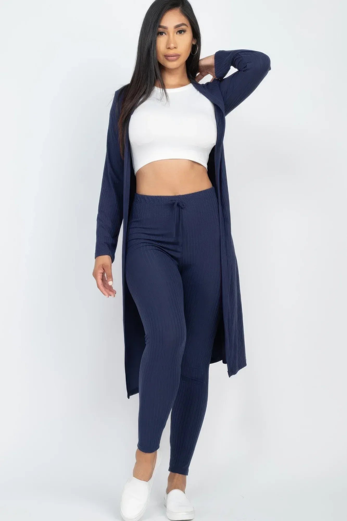 Ribbed Long Cardigan & Leggings Set | Mixtshop LLC